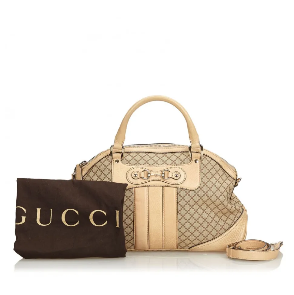 Gucci Vintage - Diamante Horsebit Catherine Satchel Bag - Brown - Leather Handbag - Luxury High Quality - Avvenice