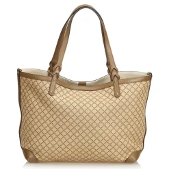 Gucci Vintage - Diamante Jacquard Tote Bag - Brown - Leather Handbag - Luxury High Quality - Avvenice