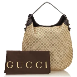 Gucci Vintage - Diamante Jacquard Hobo Bag - Brown - Leather Handbag - Luxury High Quality - Avvenice