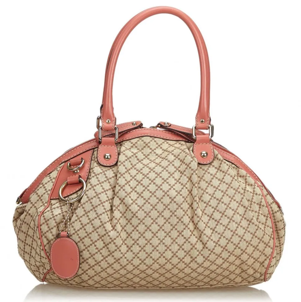 Gucci Vintage - Diamante Jacquard Sukey Handbag Bag - Brown - Leather Handbag - Luxury High Quality - Avvenice