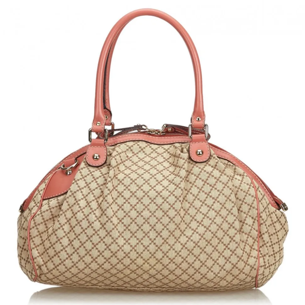 Gucci Vintage - Diamante Jacquard Sukey Handbag Bag - Brown - Leather Handbag - Luxury High Quality - Avvenice