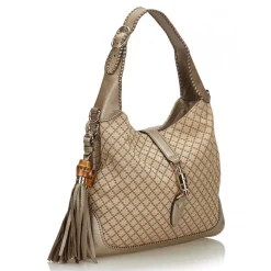Gucci Vintage - Diamante New Jackie Tassel Satchel Bag - Brown - Leather Handbag - Luxury High Quality - Avvenice