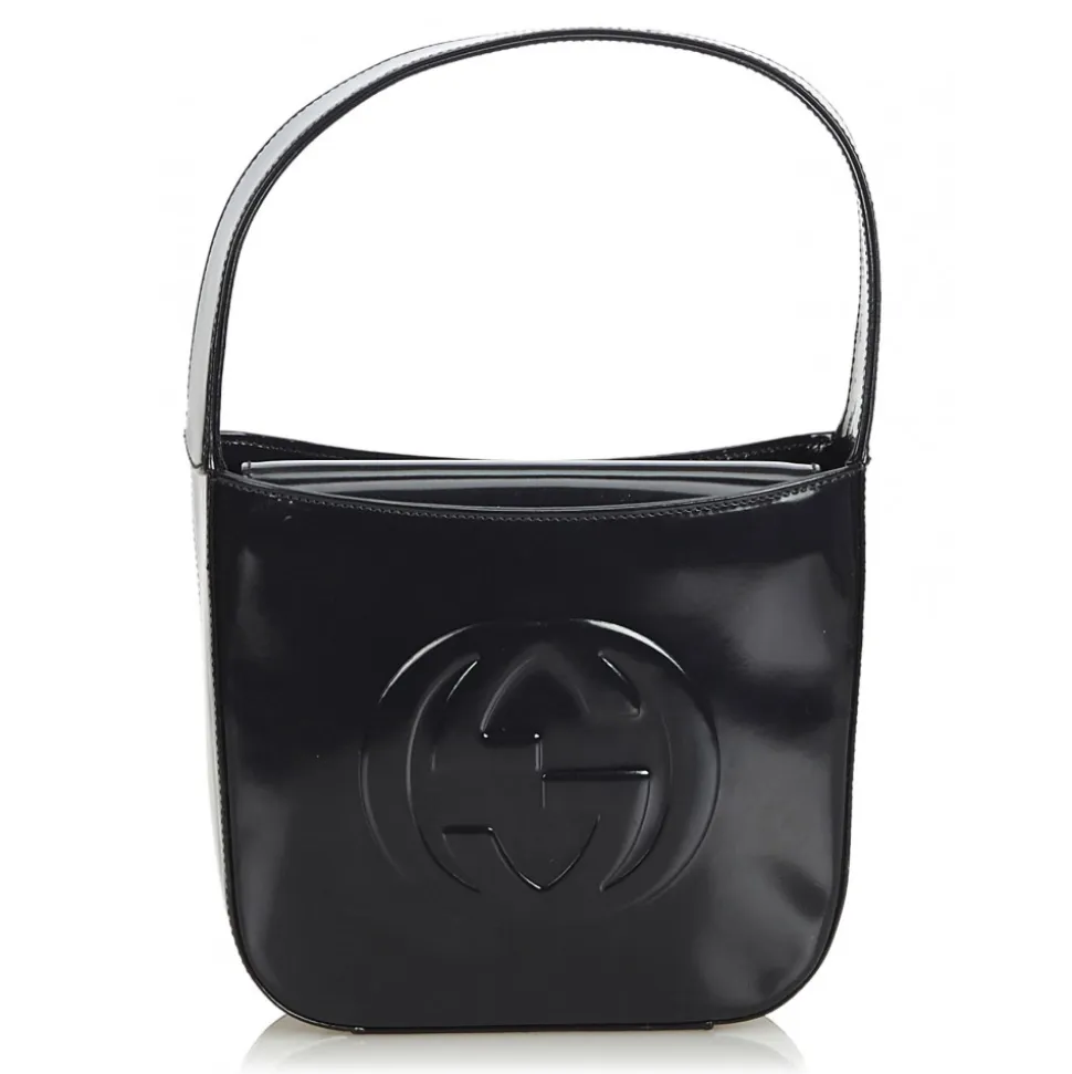 Gucci Vintage - Double G Patent Leather Handbag Bag - Black - Leather Handbag - Luxury High Quality - Avvenice