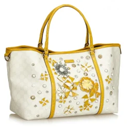 Gucci Vintage - Embellished Guccissima Tote Bag - White Ivory - Leather Handbag - Luxury High Quality - Avvenice