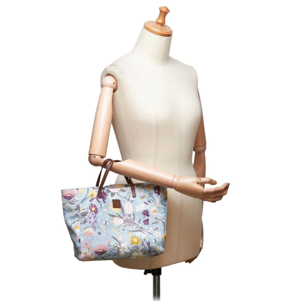 Gucci Vintage - Flora Canvas Tote Bag - Blue - Leather Handbag - Luxury High Quality - Avvenice