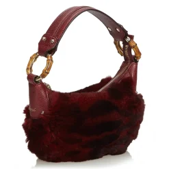 Gucci Vintage - Fur Bamboo Ring Hobo Bag - Red - Leather Handbag - Luxury High Quality - Avvenice