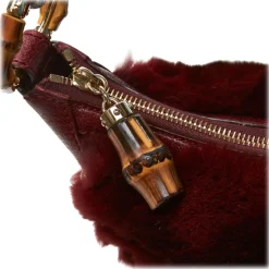 Gucci Vintage - Fur Bamboo Ring Hobo Bag - Red - Leather Handbag - Luxury High Quality - Avvenice