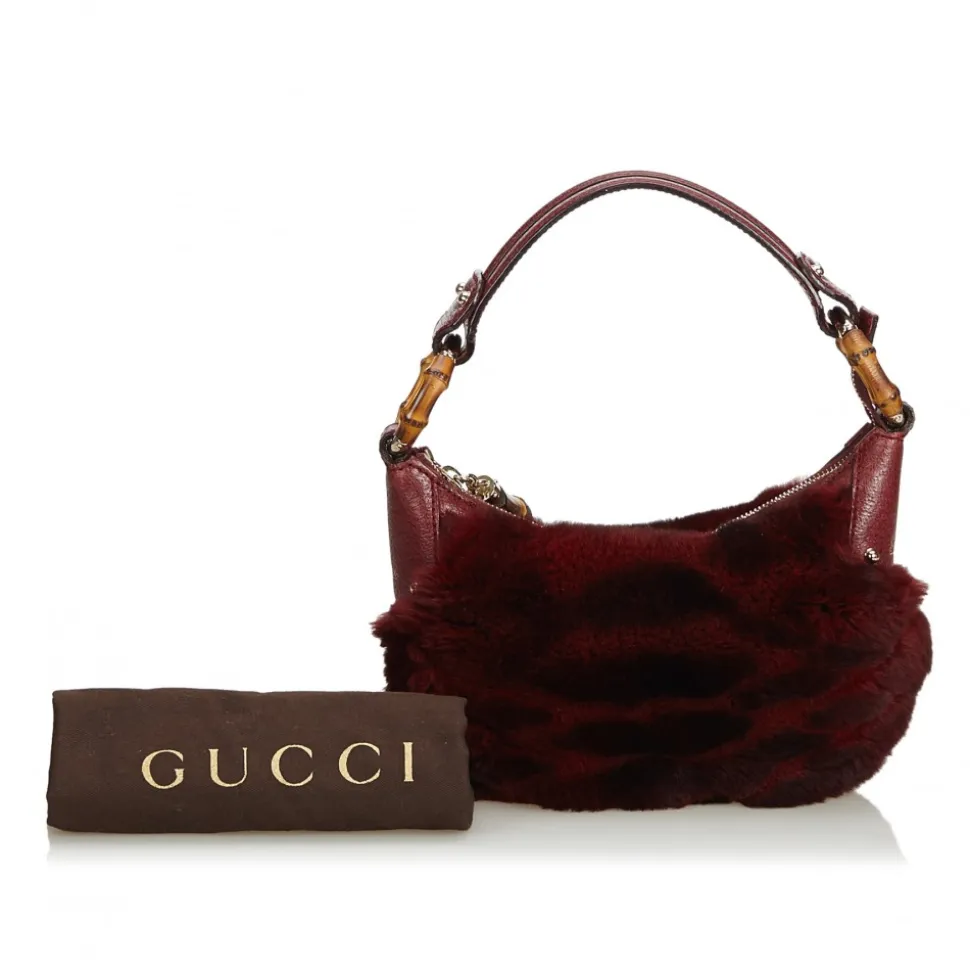 Gucci Vintage - Fur Bamboo Ring Hobo Bag - Red - Leather Handbag - Luxury High Quality - Avvenice