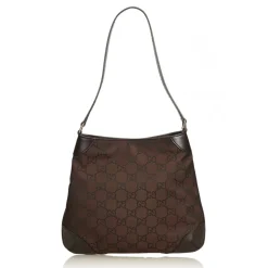 Gucci Vintage - GG Canvas Shoulder Bag - Brown - Leather Handbag - Luxury High Quality - Avvenice