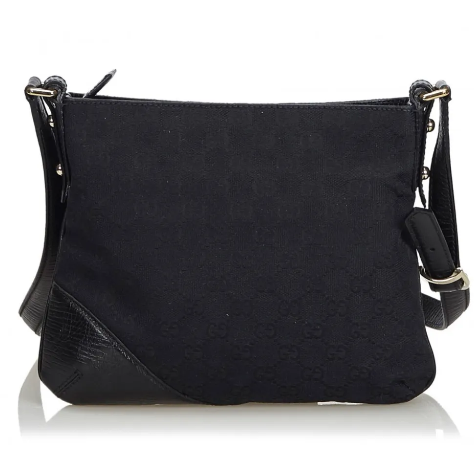 Gucci Vintage - GG Canvas Hasler Crossbody Bag - Black - Leather Handbag - Luxury High Quality - Avvenice