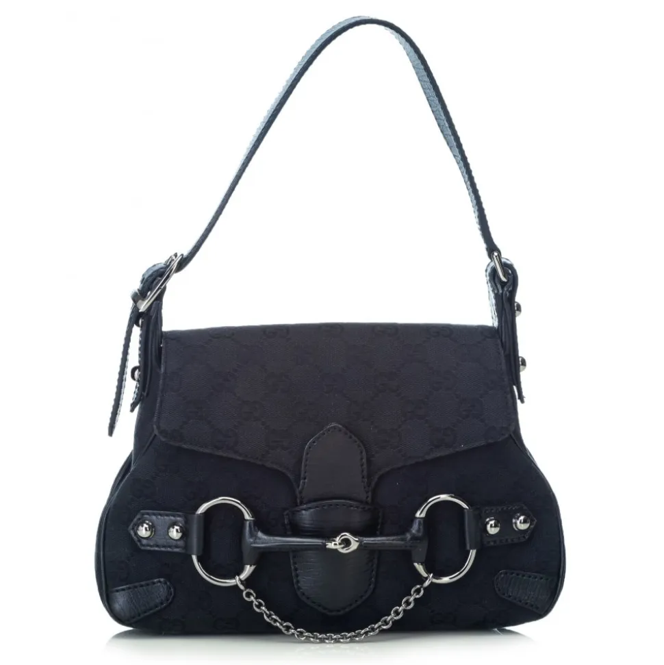 Gucci Vintage - GG Horsebit Jacquard Handbag Bag - Black - Leather Handbag - Luxury High Quality - Avvenice