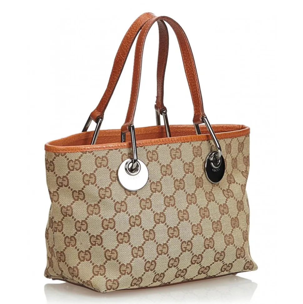Gucci Vintage - GG Jacquard Tote Bag - Brown - Leather Handbag - Luxury High Quality - Avvenice