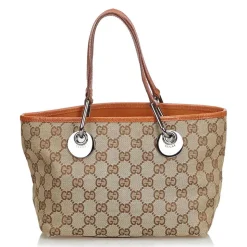 Gucci Vintage - GG Jacquard Tote Bag - Brown - Leather Handbag - Luxury High Quality - Avvenice