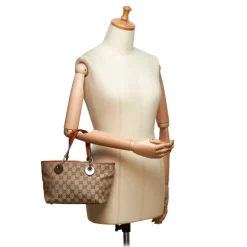 Gucci Vintage - GG Jacquard Tote Bag - Brown - Leather Handbag - Luxury High Quality - Avvenice