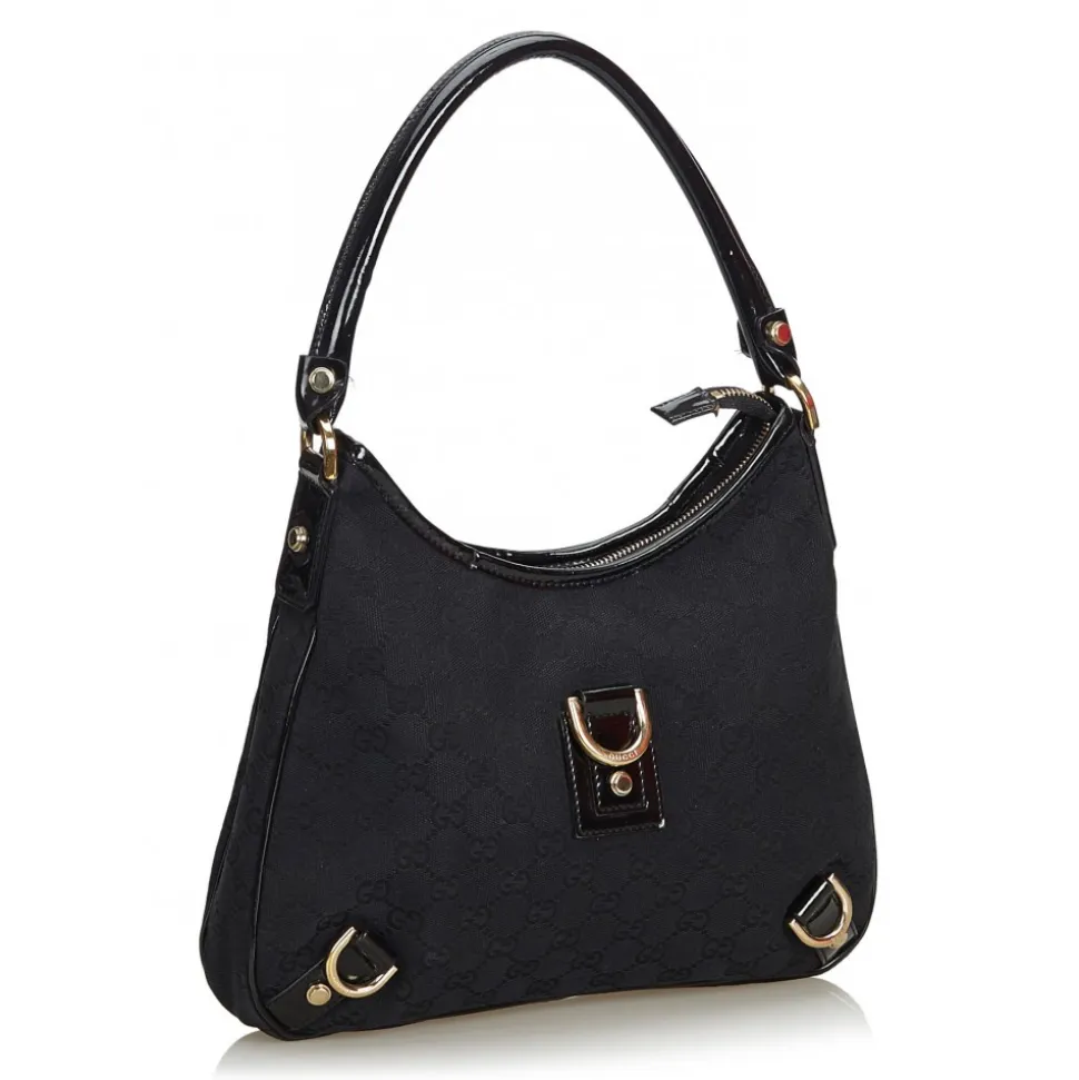Gucci Vintage - GG Jacquard Abbey Shoulder Bag - Black - Leather Handbag - Luxury High Quality - Avvenice