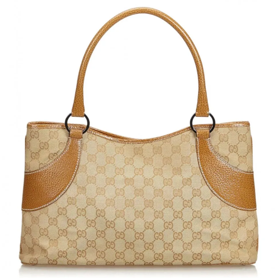 Gucci Vintage - GG Jacquard Tote Bag - Brown - Leather Handbag - Luxury High Quality - Avvenice