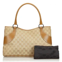 Gucci Vintage - GG Jacquard Tote Bag - Brown - Leather Handbag - Luxury High Quality - Avvenice
