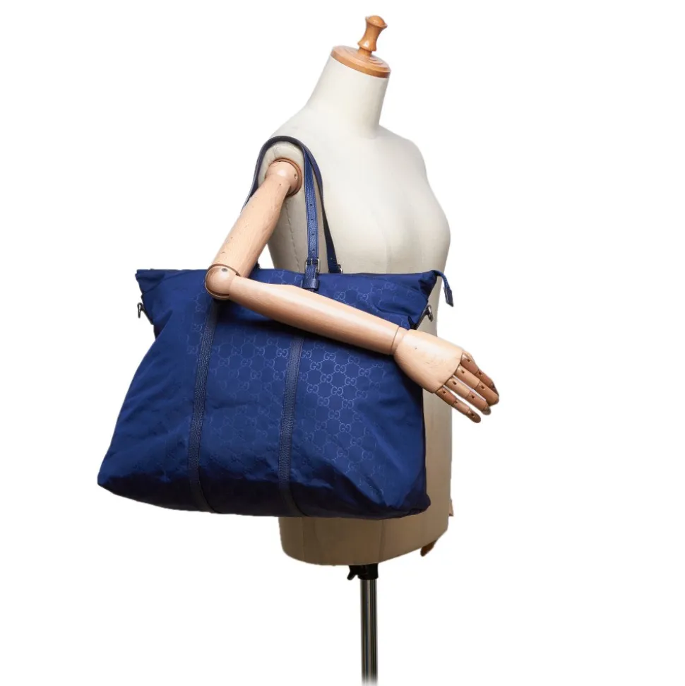 Gucci Vintage - GG Nylon Travel Bag - Blue - Leather Handbag - Luxury High Quality - Avvenice