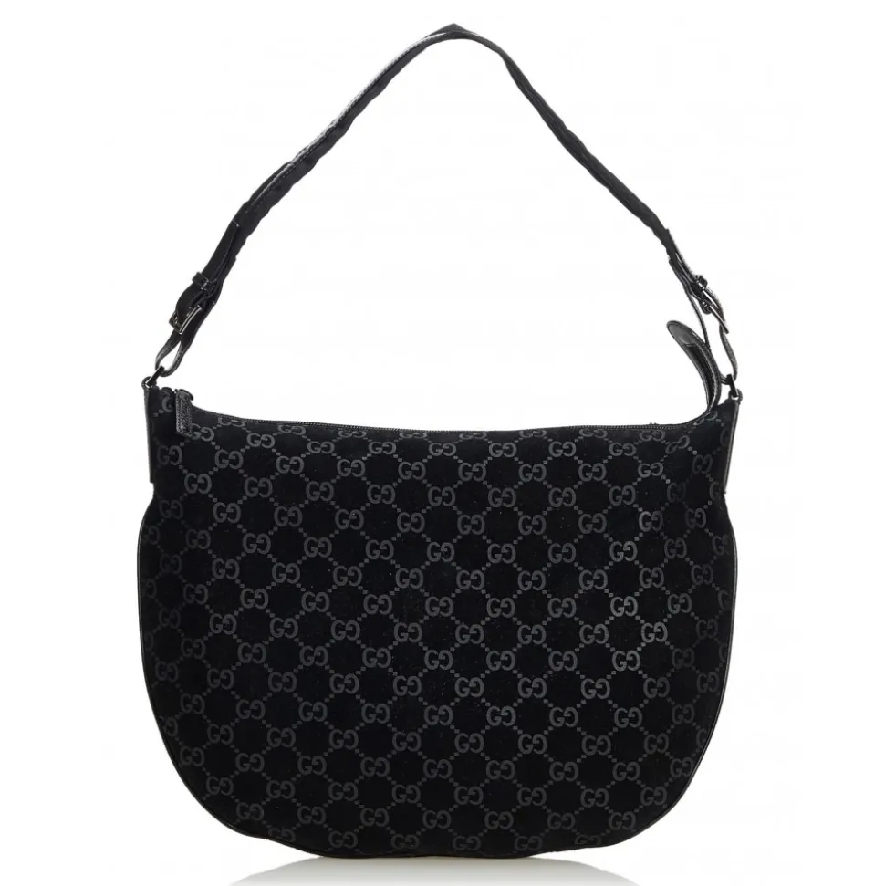 Gucci Vintage - GG Suede Hobo Bag - Black - Leather Handbag - Luxury High Quality - Avvenice