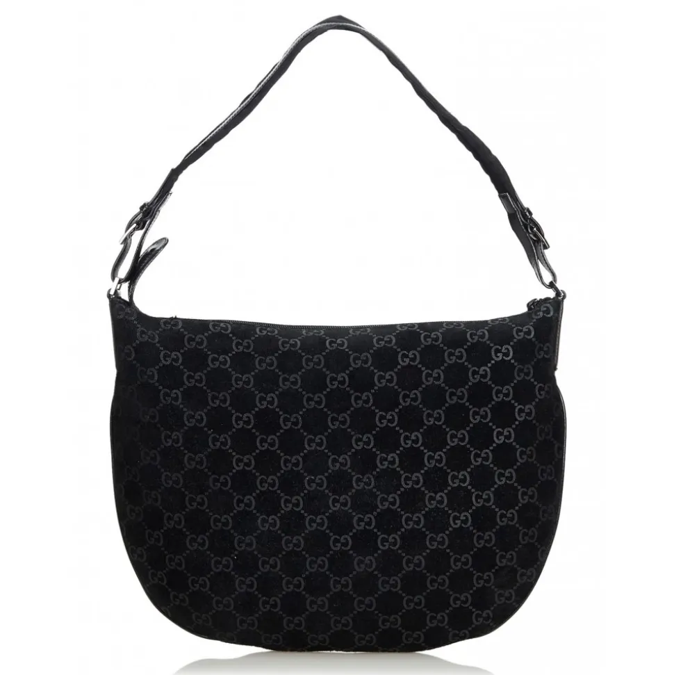 Gucci Vintage - GG Suede Hobo Bag - Black - Leather Handbag - Luxury High Quality - Avvenice