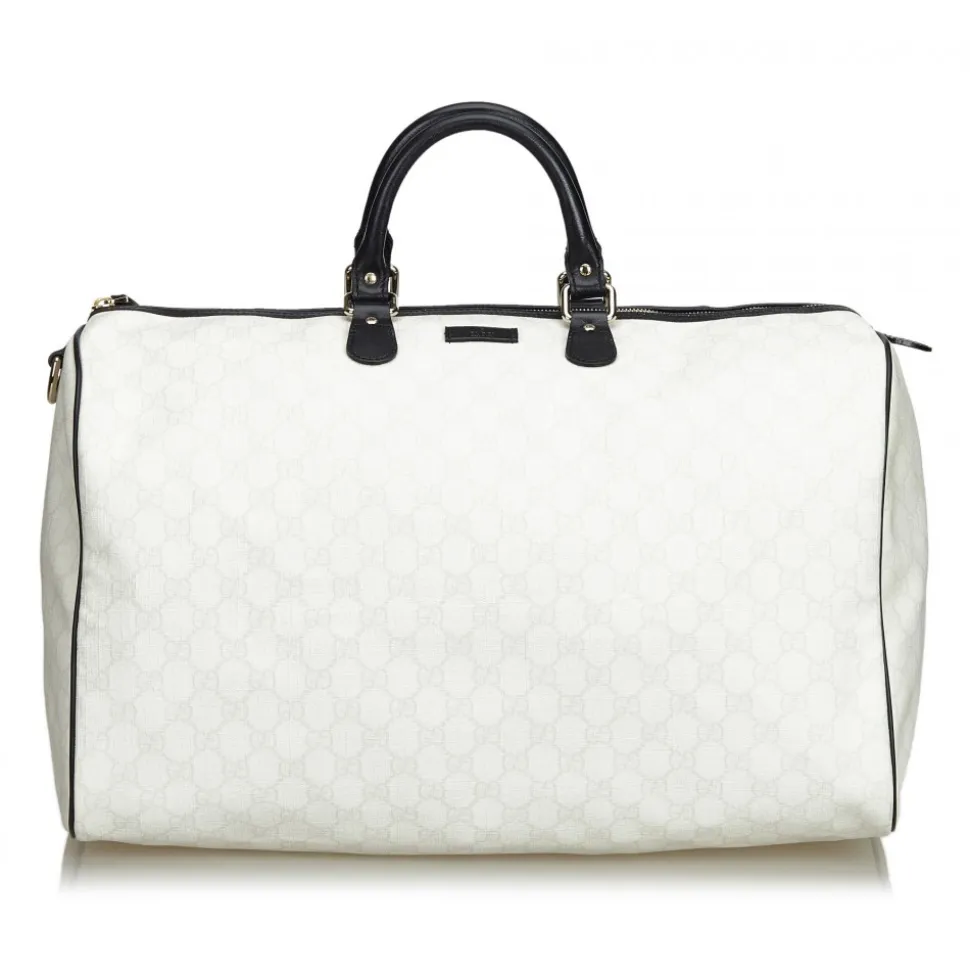 Gucci Vintage - GG Supreme Travel Bag - White - Leather Handbag - Luxury High Quality - Avvenice