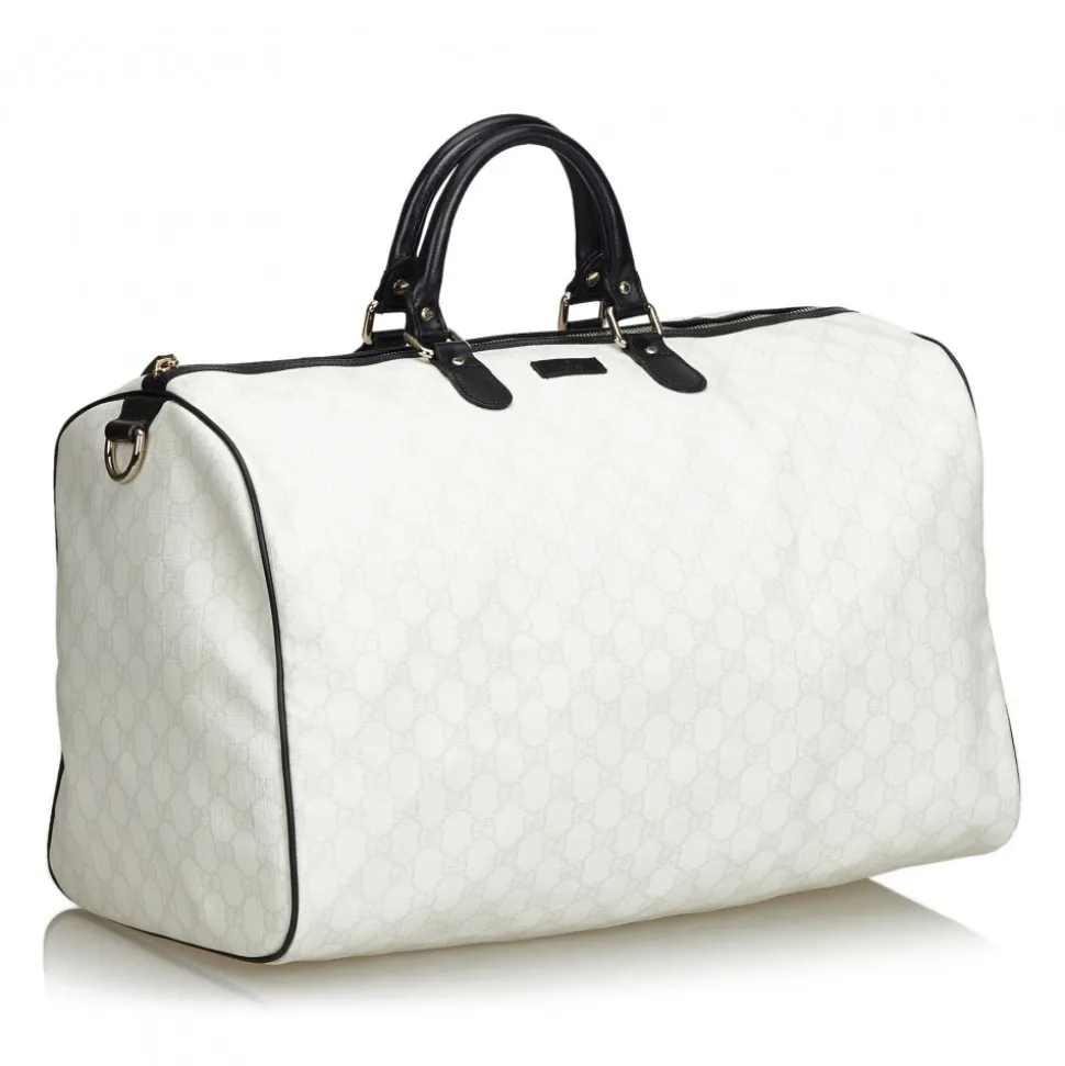 Gucci Vintage - GG Supreme Travel Bag - White - Leather Handbag - Luxury High Quality - Avvenice