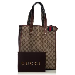Gucci Vintage - GG Supreme Web Tote Bag - Brown - Leather Handbag - Luxury High Quality - Avvenice