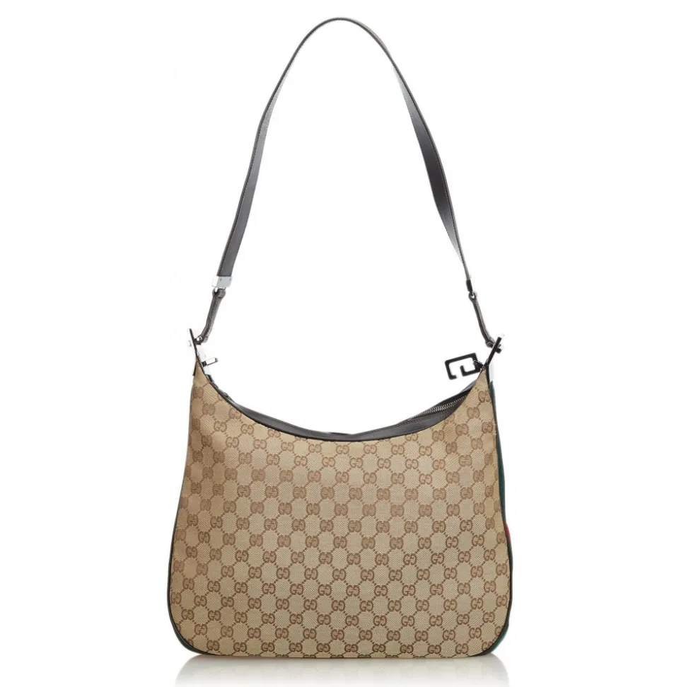 Gucci Vintage - GG Web Jacquard Shoulder Bag - Brown - Leather Handbag - Luxury High Quality - Avvenice