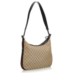 Gucci Vintage - GG Web Jacquard Shoulder Bag - Brown - Leather Handbag - Luxury High Quality - Avvenice