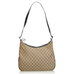 Gucci Vintage - GG Web Jacquard Shoulder Bag - Brown - Leather Handbag - Luxury High Quality - Avvenice
