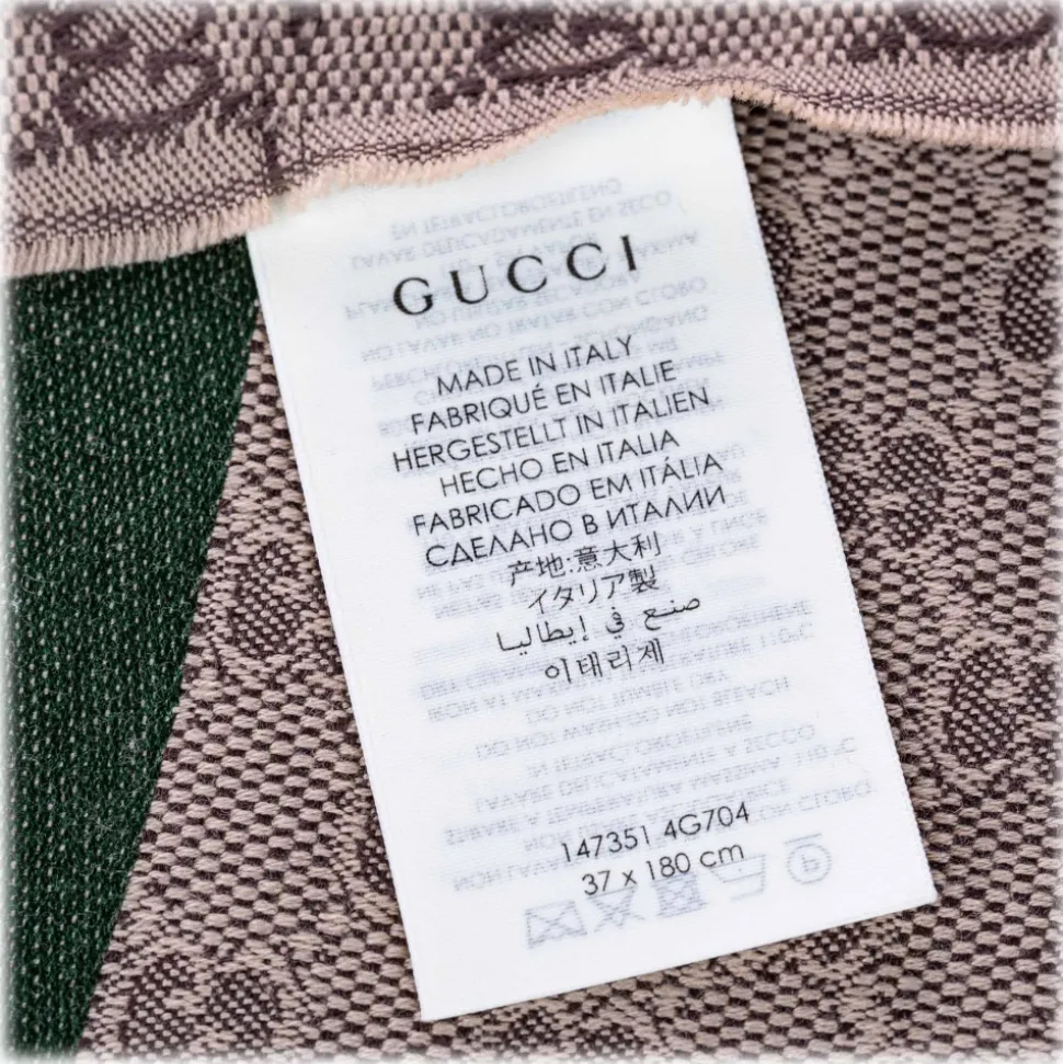 Gucci Vintage - GG Web Wool Scarf - Brown Red - Wool and Silk Scarf - Luxury High Quality - Avvenice