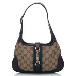 Gucci Vintage - Guccissima Web Canvas Jackie Shoulder Bag - Brown - Leather Handbag - Luxury High Quality - Avvenice