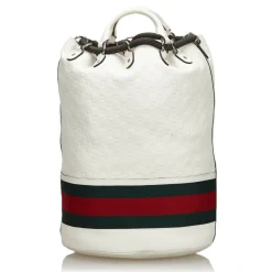 Gucci Vintage - Guccissima Web Aquariva Backpack - White Red - Leather Backpack - Luxury High Quality - Avvenice