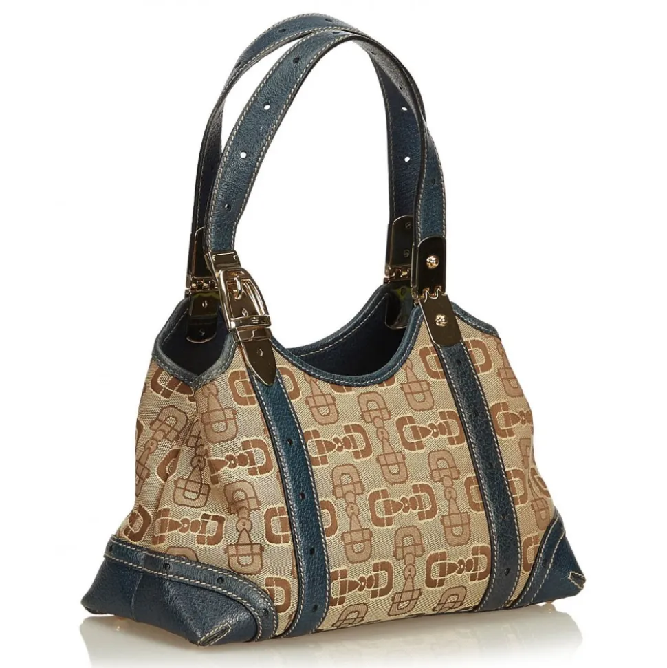 Gucci Vintage - Horsebit Jacquard Shoulder Bag - Brown - Leather Handbag - Luxury High Quality - Avvenice