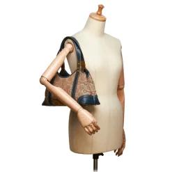 Gucci Vintage - Horsebit Jacquard Shoulder Bag - Brown - Leather Handbag - Luxury High Quality - Avvenice