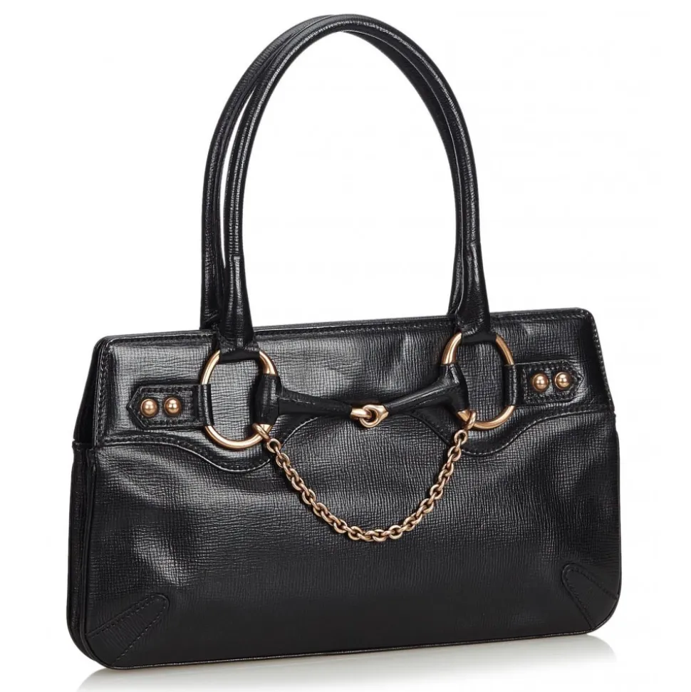 Gucci Vintage - Horsebit Leather Handbag Bag - Black - Leather Handbag - Luxury High Quality - Avvenice
