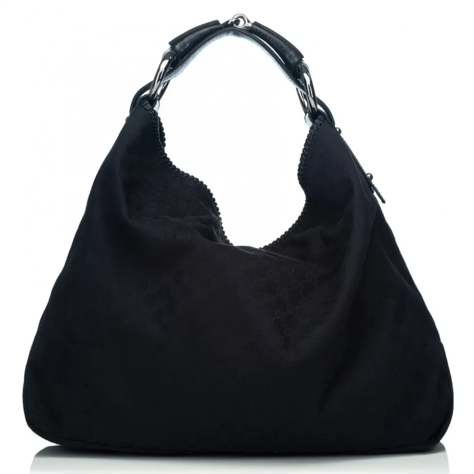 Gucci Vintage - Large GG Horsebit Hobo Bag - Black - Leather Handbag - Luxury High Quality - Avvenice