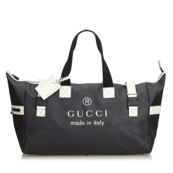 Gucci Vintage - Large Logo Tote Bag - Black - Leather Handbag - Luxury High Quality - Avvenice
