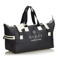 Gucci Vintage - Large Logo Tote Bag - Black - Leather Handbag - Luxury High Quality - Avvenice