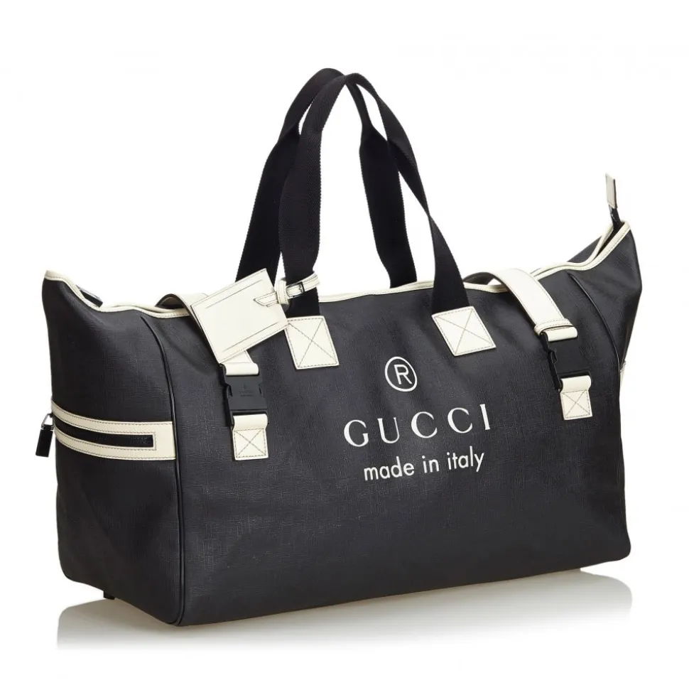 Gucci Vintage - Large Logo Tote Bag - Black - Leather Handbag - Luxury High Quality - Avvenice