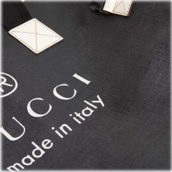 Gucci Vintage - Large Logo Tote Bag - Black - Leather Handbag - Luxury High Quality - Avvenice