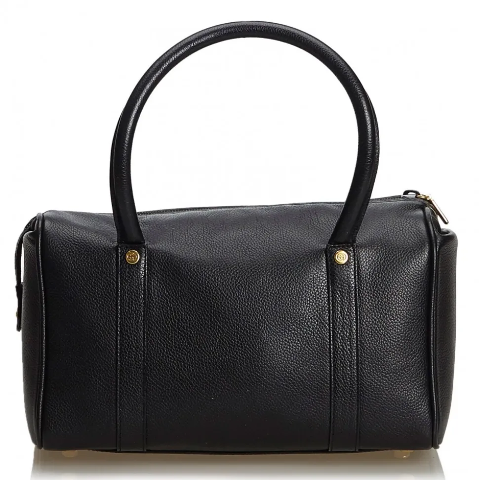 Gucci Vintage - Leather Boston Bag - Black - Leather Handbag - Luxury High Quality - Avvenice