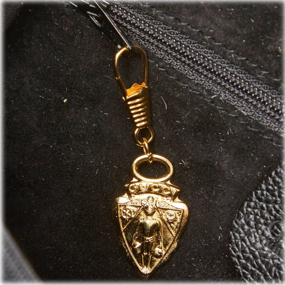 Gucci Vintage - Leather Boston Bag - Black - Leather Handbag - Luxury High Quality - Avvenice