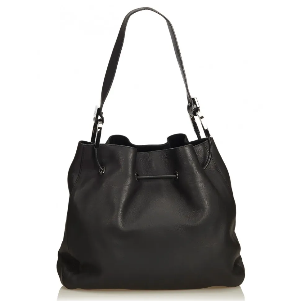 Gucci Vintage - Leather Drawstring Shoulder Bag - Black - Leather Handbag - Luxury High Quality - Avvenice