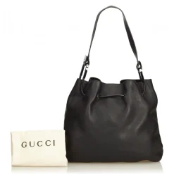 Gucci Vintage - Leather Drawstring Shoulder Bag - Black - Leather Handbag - Luxury High Quality - Avvenice