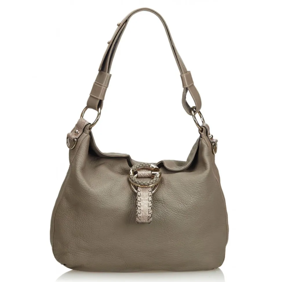 Gucci Vintage - Leather G Wave Shoulder Bag - Grey - Leather Handbag - Luxury High Quality - Avvenice