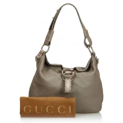 Gucci Vintage - Leather G Wave Shoulder Bag - Grey - Leather Handbag - Luxury High Quality - Avvenice