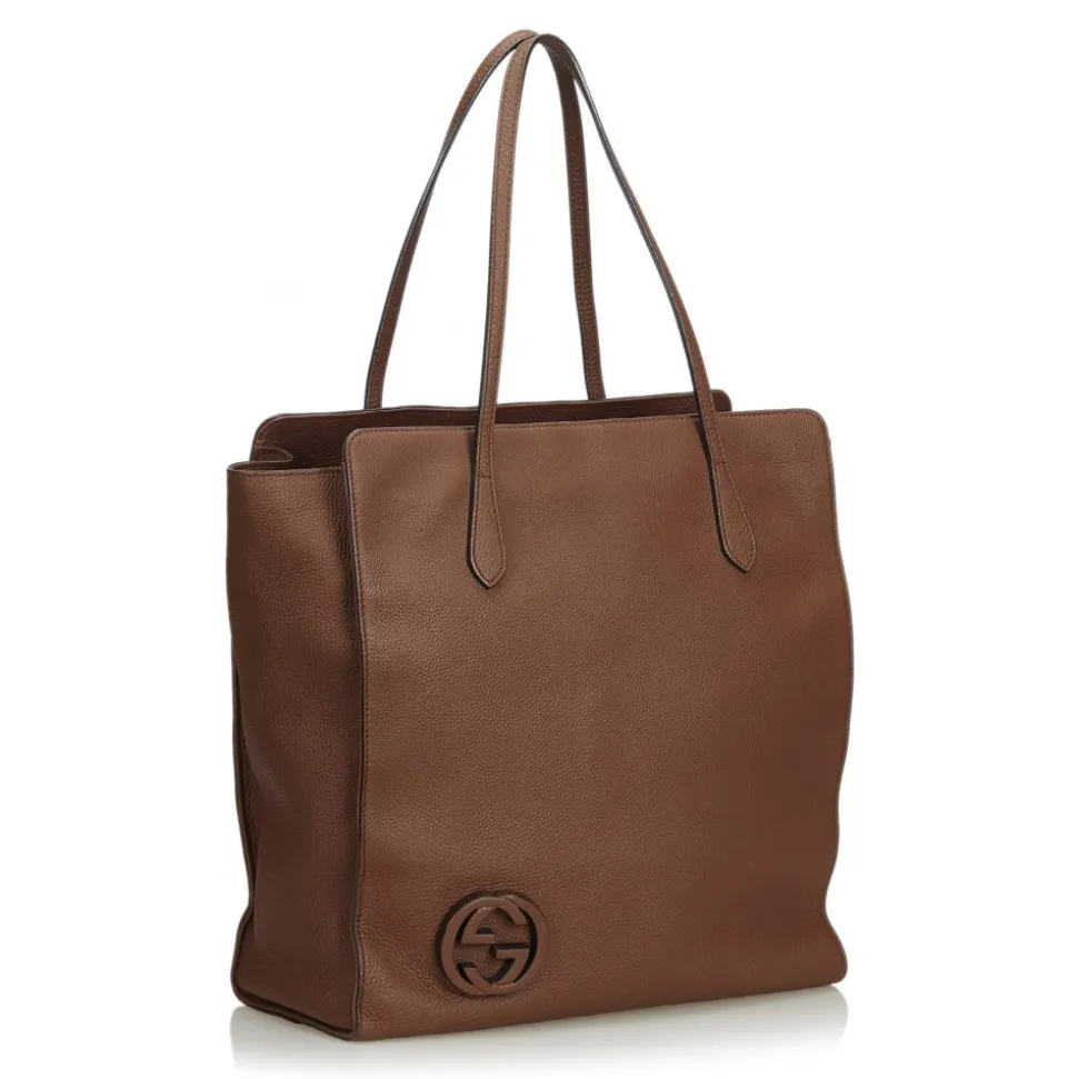 Gucci Vintage - Leather GG Tote Bag - Brown - Leather Handbag - Luxury High Quality - Avvenice