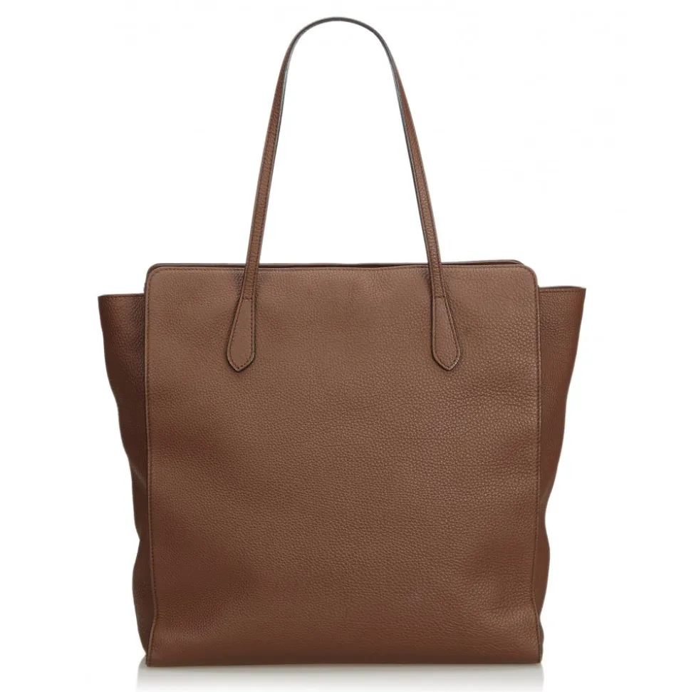 Gucci Vintage - Leather GG Tote Bag - Brown - Leather Handbag - Luxury High Quality - Avvenice