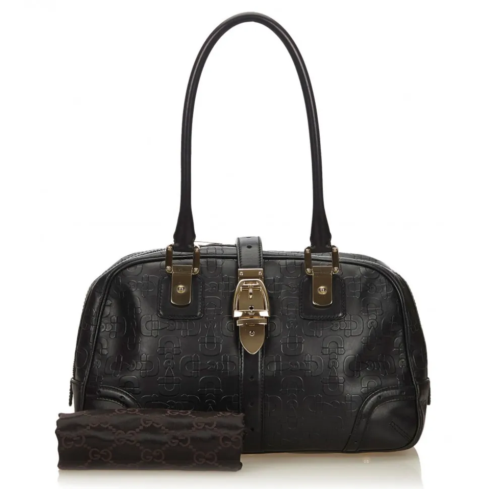 Gucci Vintage - Leather Horsebit Shoulder Bag - Black - Leather Handbag - Luxury High Quality - Avvenice